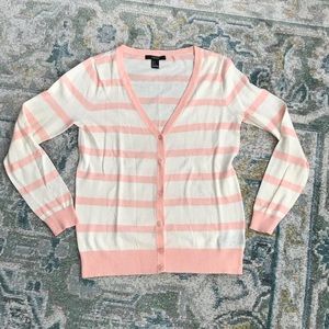 Peachy Pink & Cream Striped Cardigan